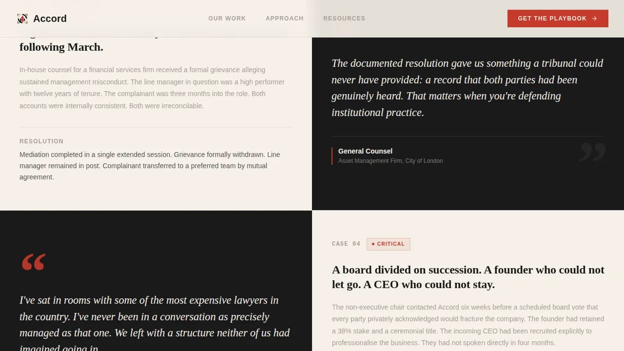 Accord - Editorial Workplace Mediation Landing Page Template