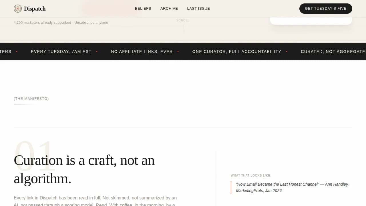 Curate — Weekly Insight Briefing Landing Page Template