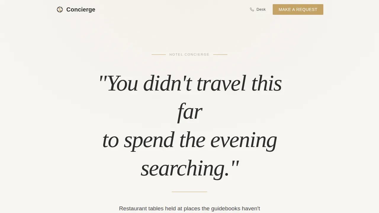 Hotel Concierge Booking Website Template