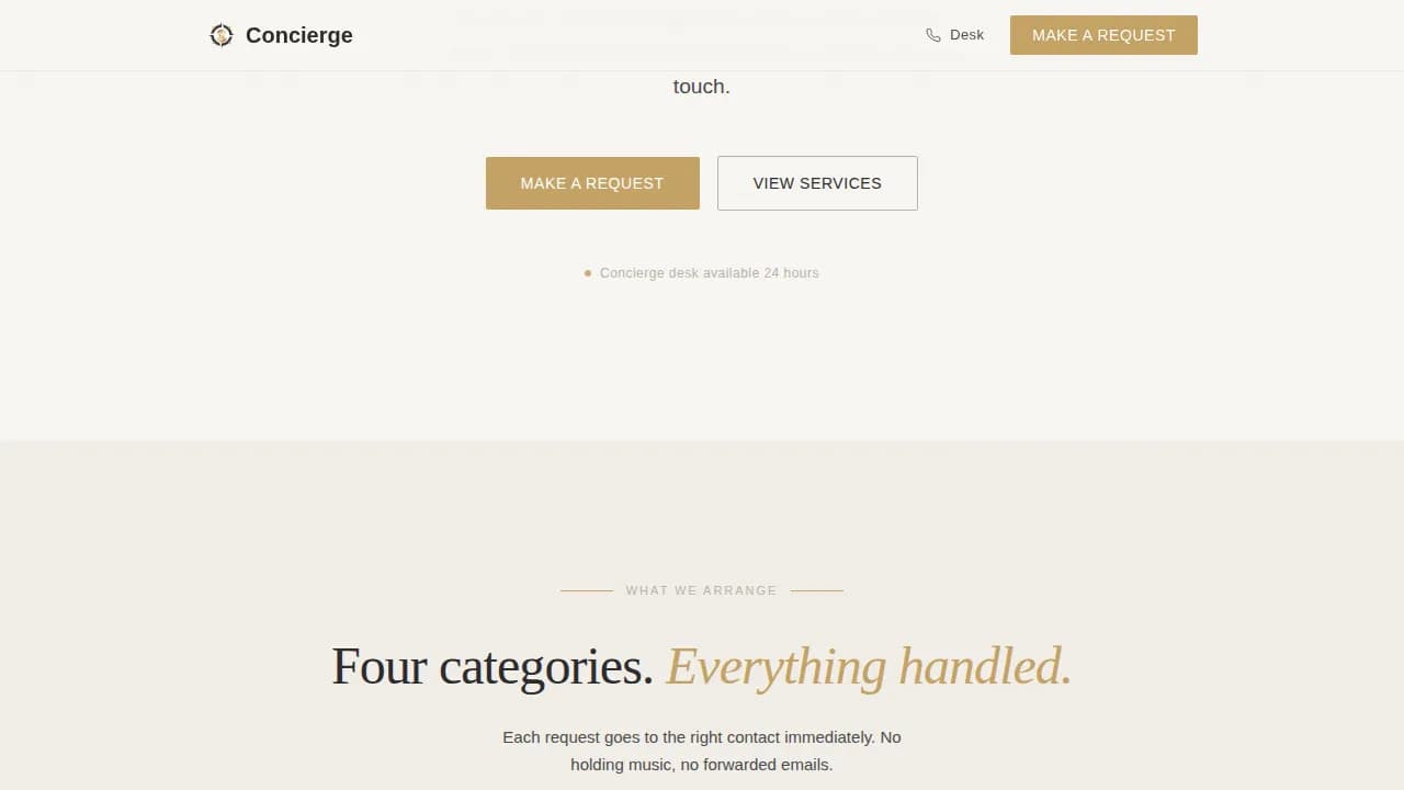 Hotel Concierge Booking Website Template