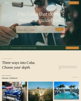 Cuba Travel Booking Website Template