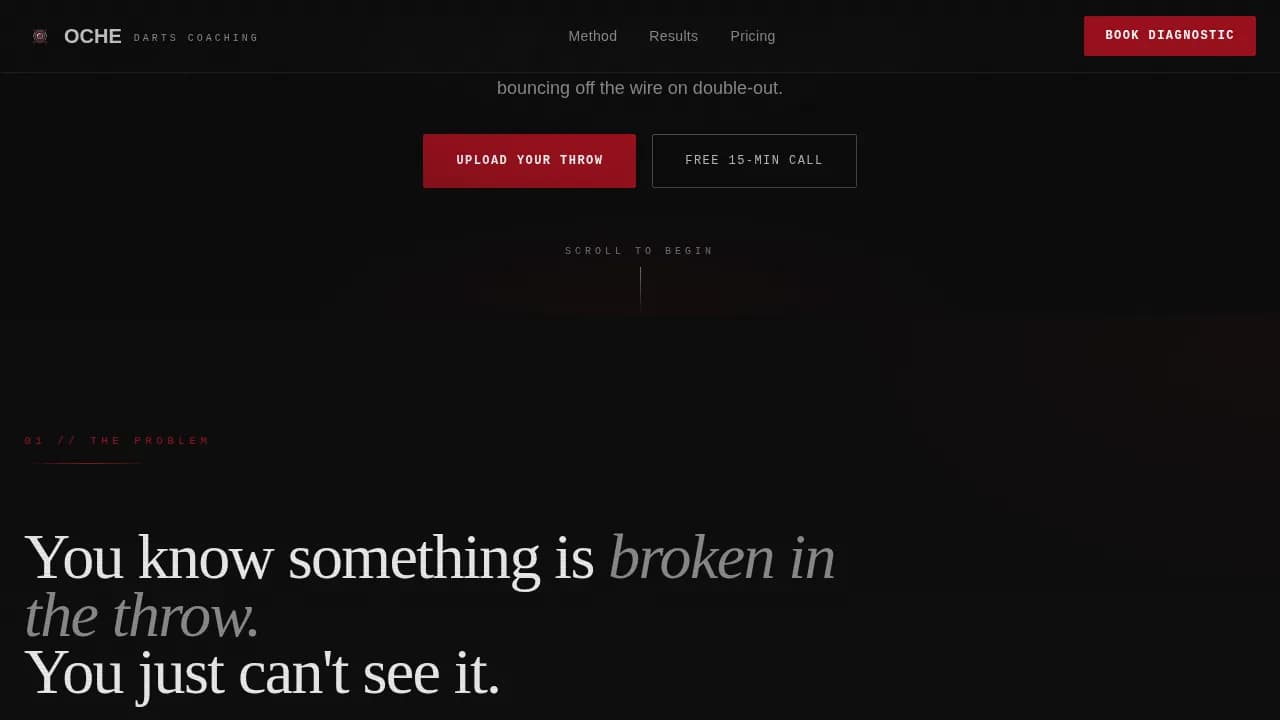 Oche - Precision Darts Coaching Landing Page Template