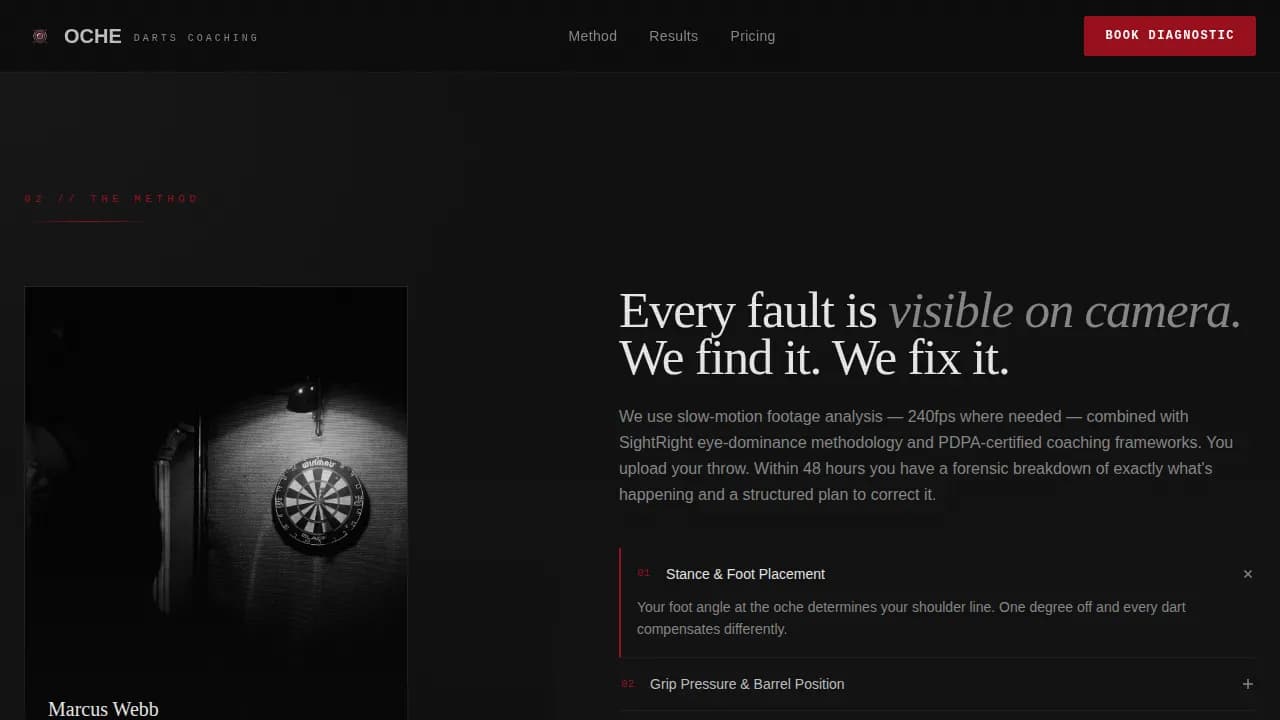 Oche - Precision Darts Coaching Landing Page Template