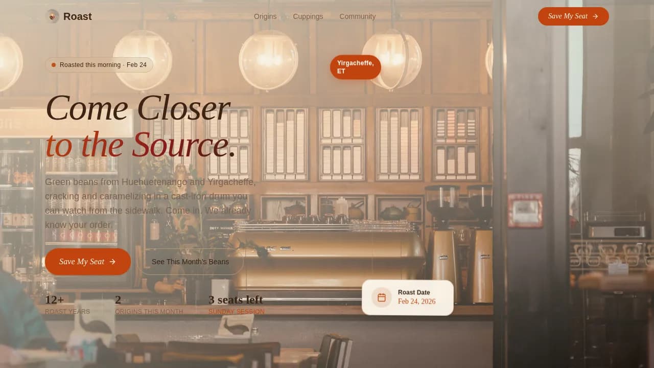 Coffee Roaster & Specialty Coffee Pricing Website Template