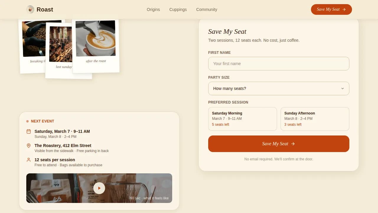 Coffee Roaster & Specialty Coffee Pricing Website Template
