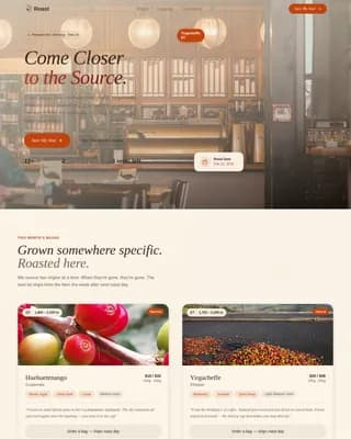 Coffee Roaster & Specialty Coffee Pricing Website Template
