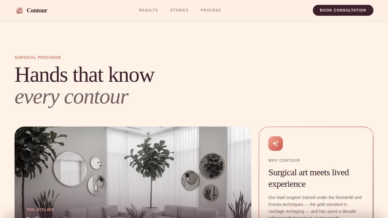 Sculpt — Precision Cosmetic Surgery Landing Page Template