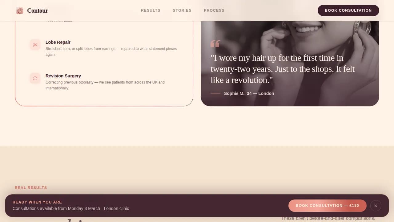 Sculpt — Precision Cosmetic Surgery Landing Page Template