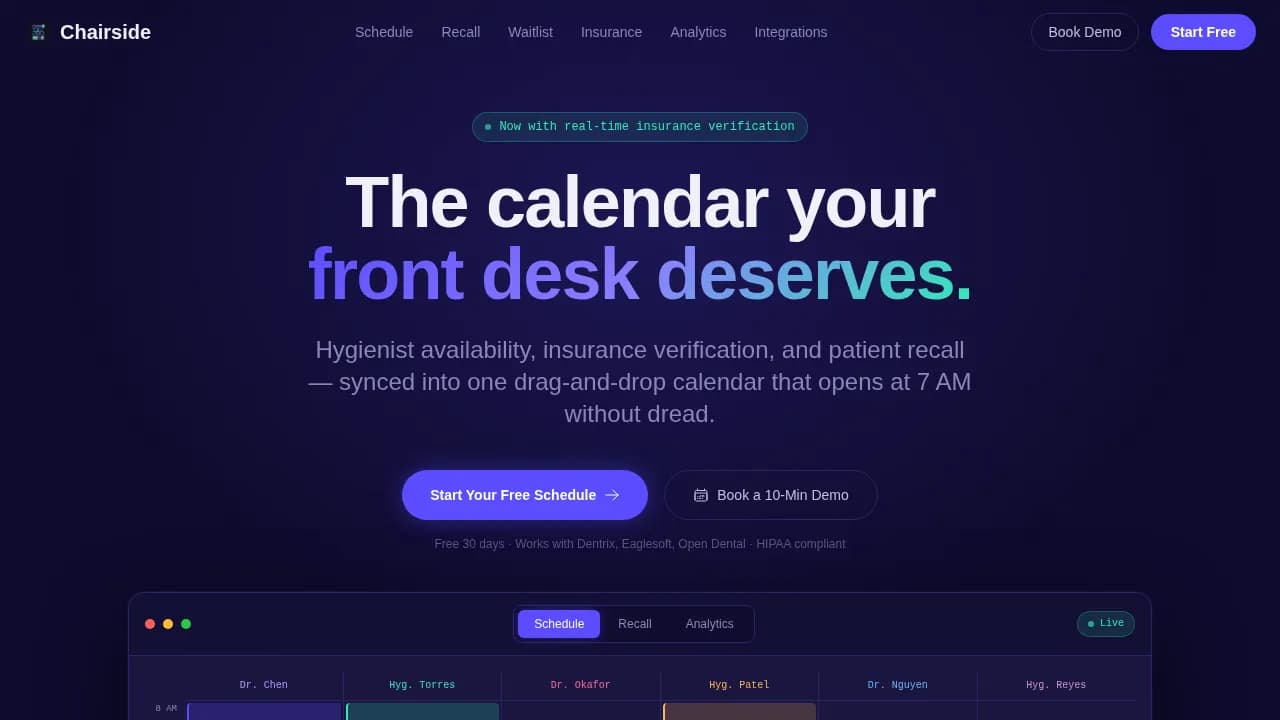 Dental Software & SaaS Booking Website Template