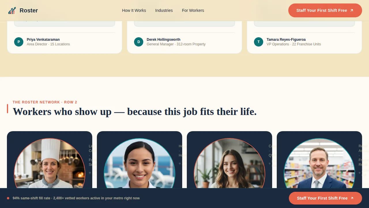 Roster - Franchise Temp Staffing Landing Page Template