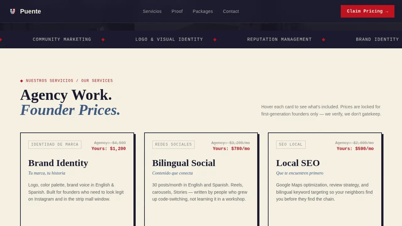 Immigrant-Owned Business Pricing Website Template