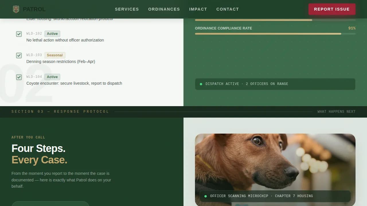 Animal Control Government Privacy Policy Website Template