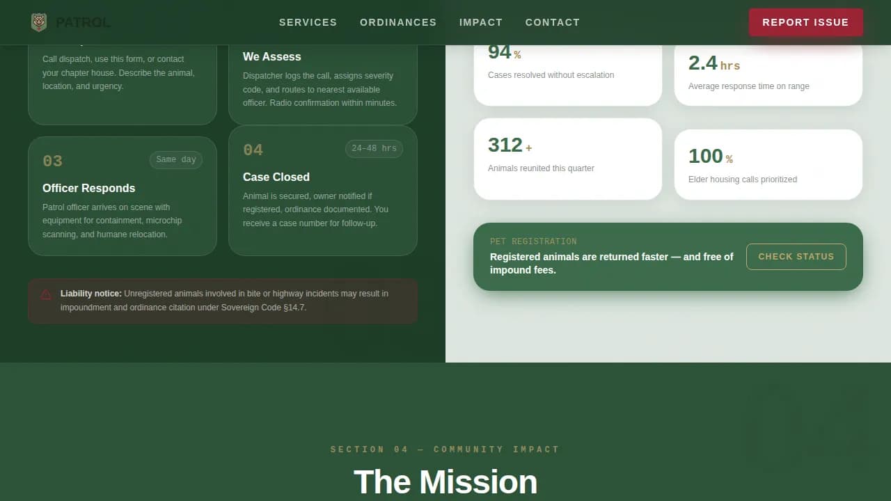 Animal Control Government Privacy Policy Website Template