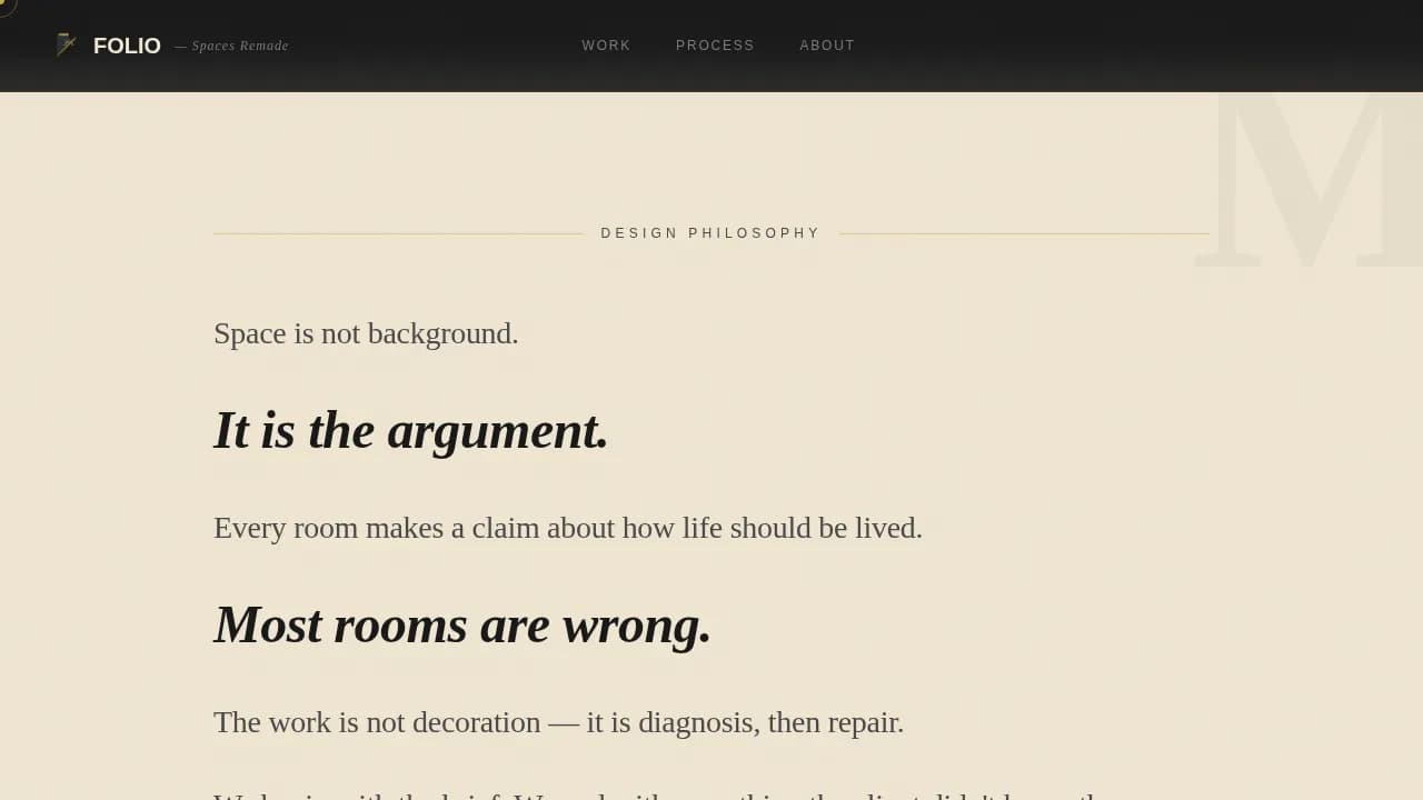 Showcase — Curated Interior Design Landing Page Template