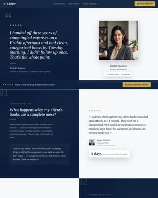 Tally — Trusted Bookkeeping Testimonials Landing Page Template