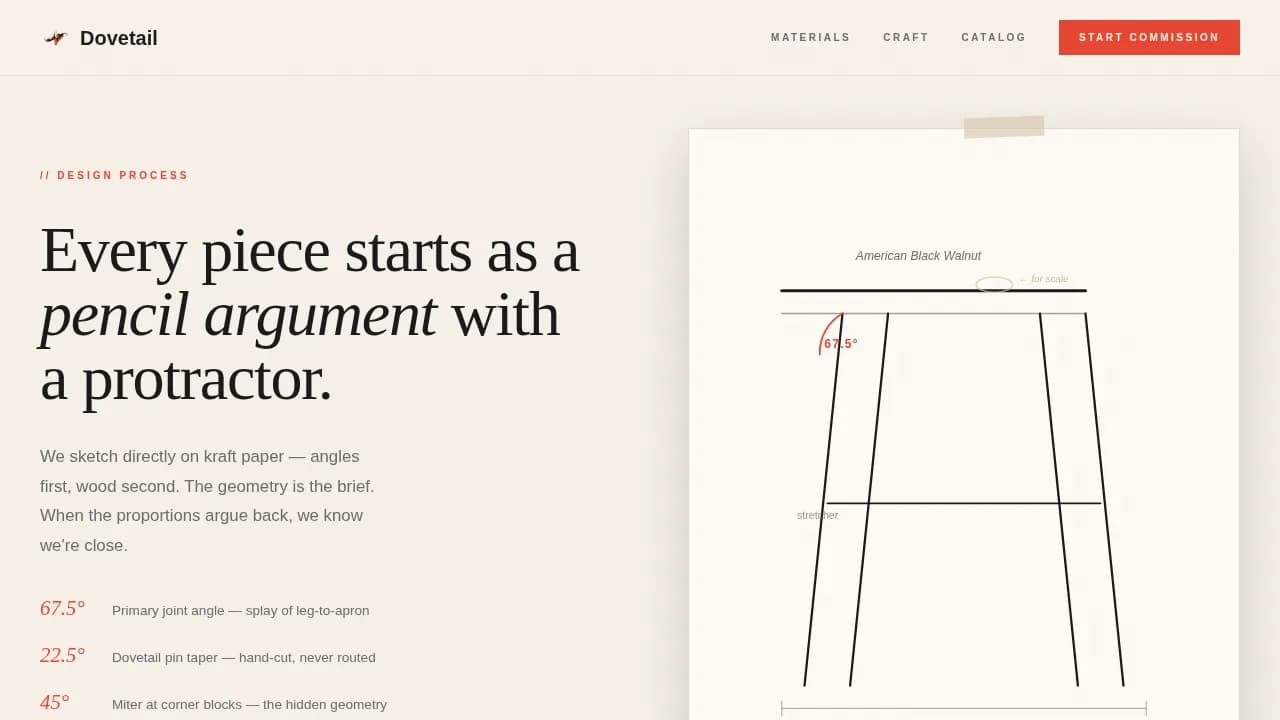 Craft — Bespoke Upholstered Furniture Landing Page Template