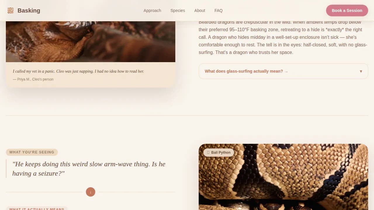 Reptile — Expert Exotic Animal Coaching Landing Page Template