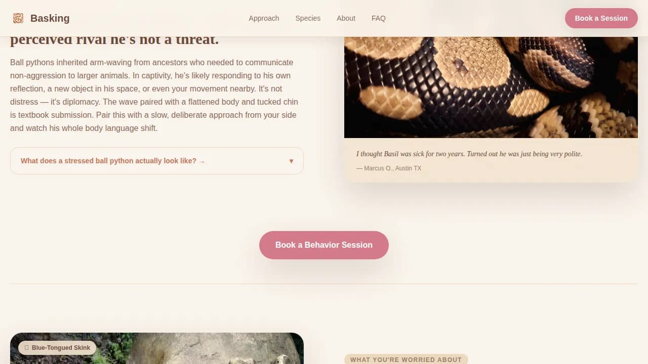 Reptile — Expert Exotic Animal Coaching Landing Page Template