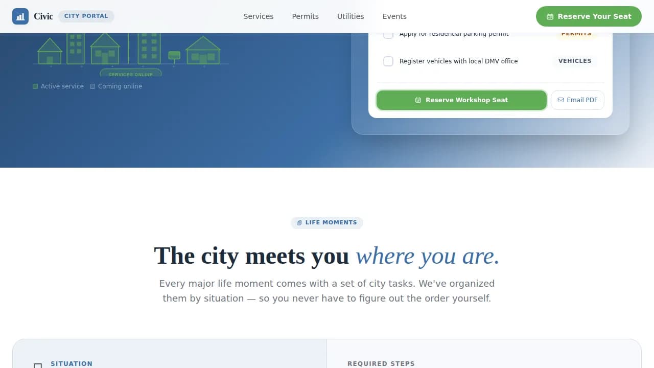 Nexus — Streamlined Municipal Services Landing Page Template