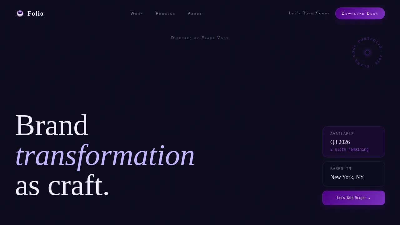 Atelier — Professional Design Studio Landing Page Template