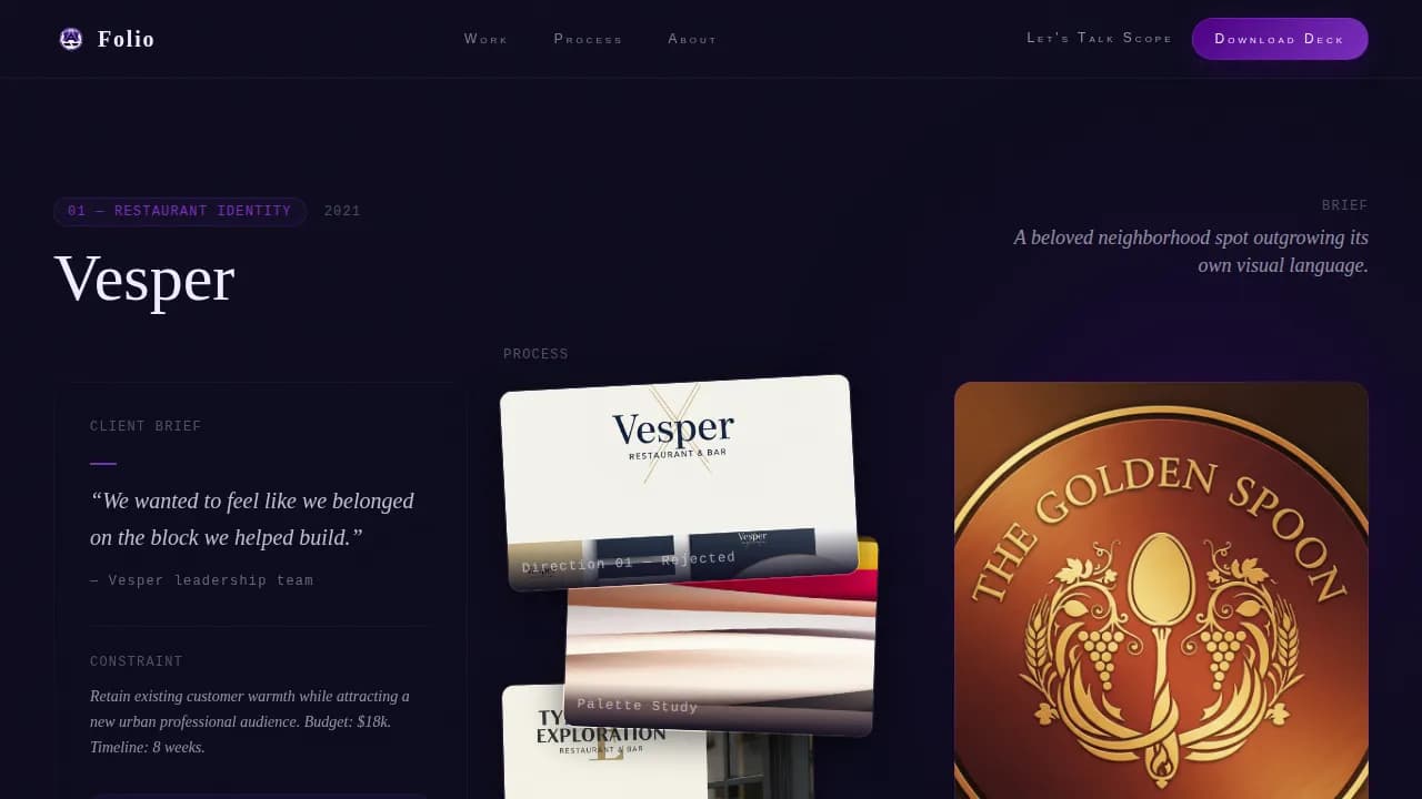 Atelier — Professional Design Studio Landing Page Template