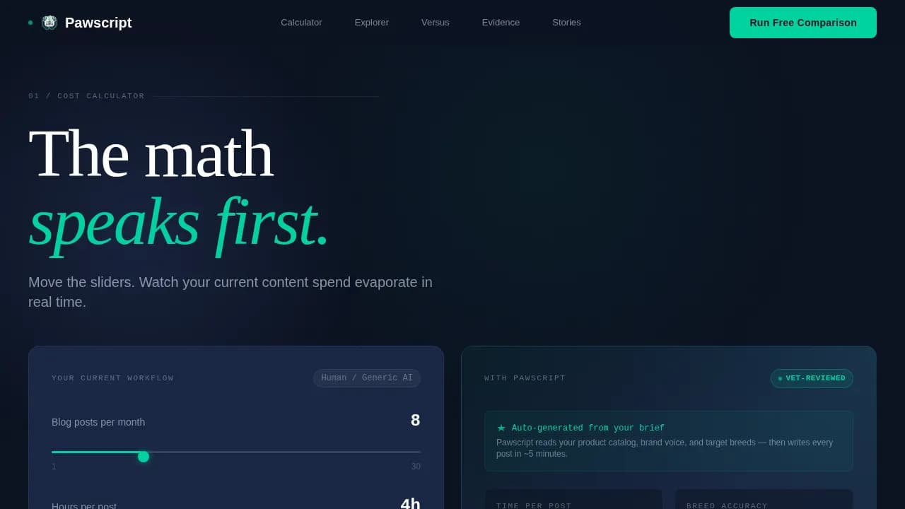 Scribe — Intelligent Pet Content Landing Page Template