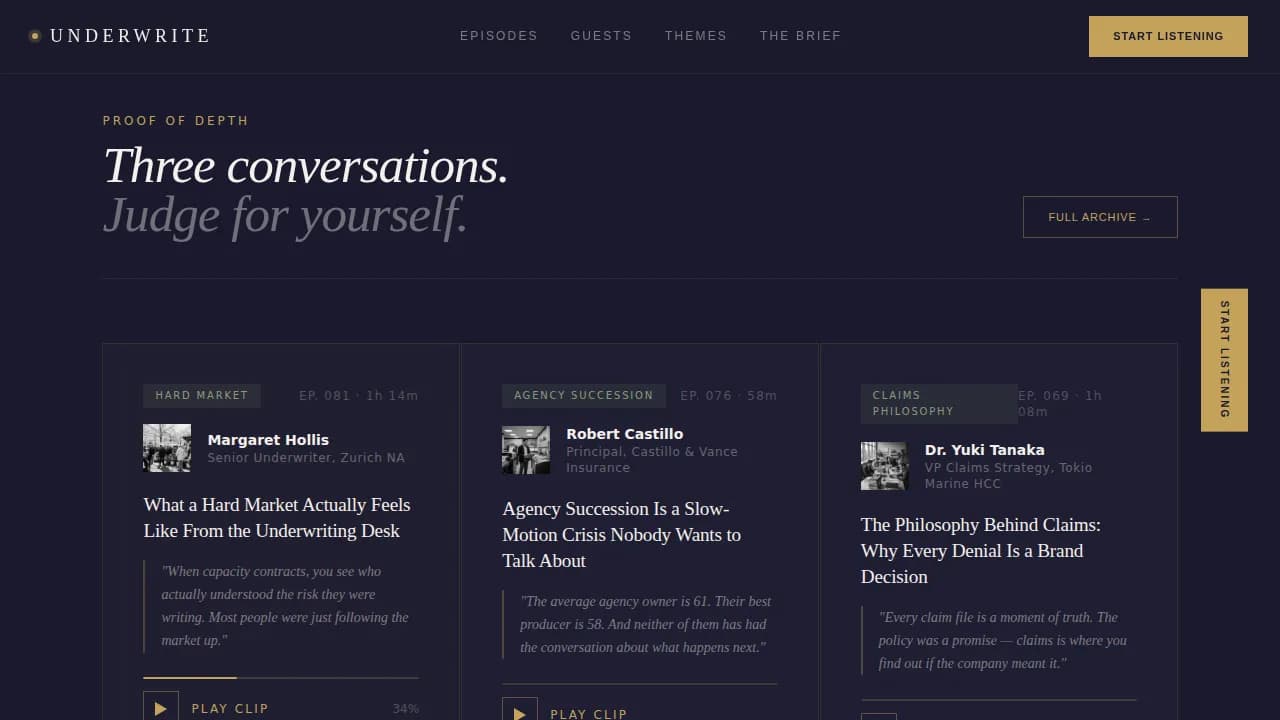 Underline — Refined Insurance Insights Landing Page Template