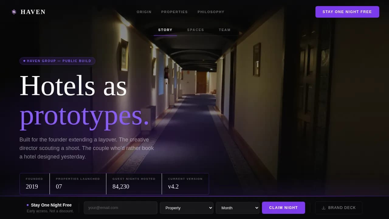 Retreat — Luxury Hospitality Experience Landing Page Template