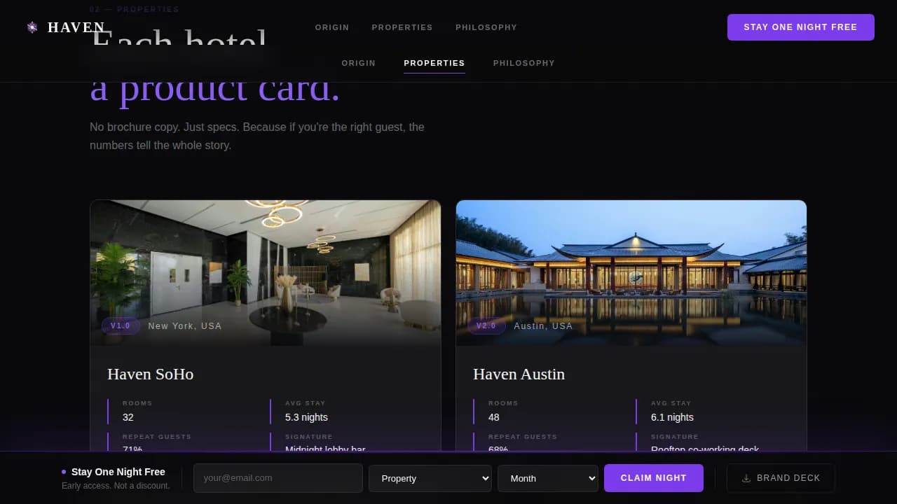 Retreat — Luxury Hospitality Experience Landing Page Template