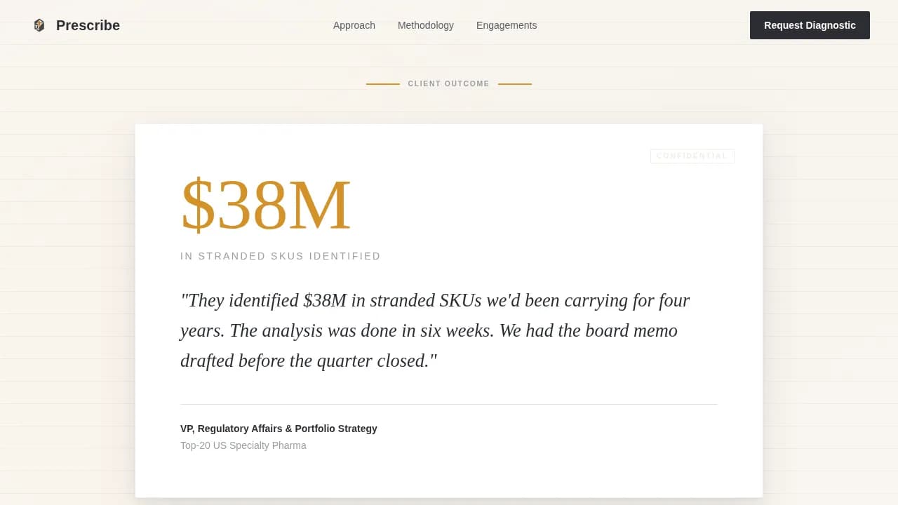 Prescribe - Authoritative FDA Advisory Pharmaceutical Consulting Landing Page Template