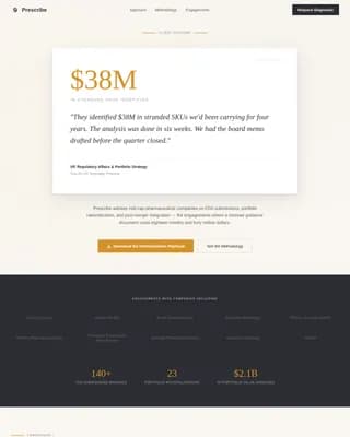 Prescribe - Authoritative FDA Advisory Pharmaceutical Consulting Landing Page Template