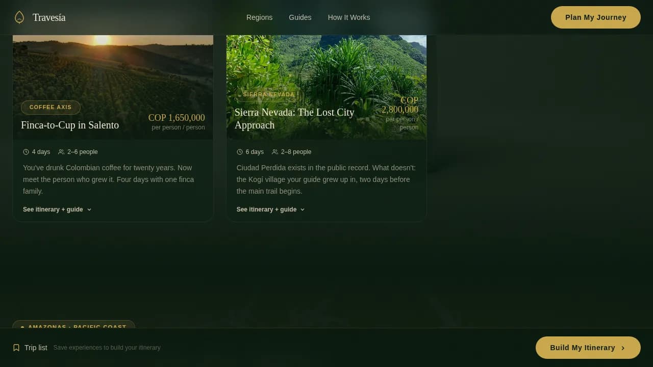Journey — Experiential Travel Platform Landing Page Template