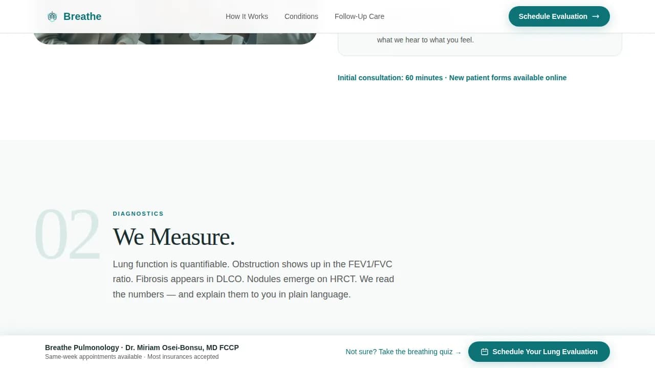 Pulmonologist Practice Website Template — Patient Trust Journey