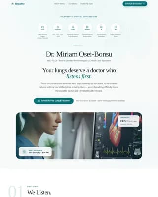 Pulmonologist Practice Website Template — Patient Trust Journey