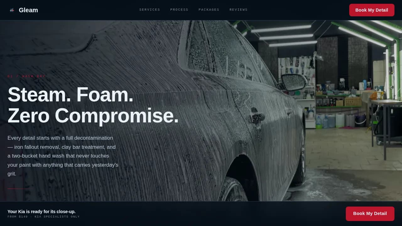 Shine — Elite Automotive Care Landing Page Template