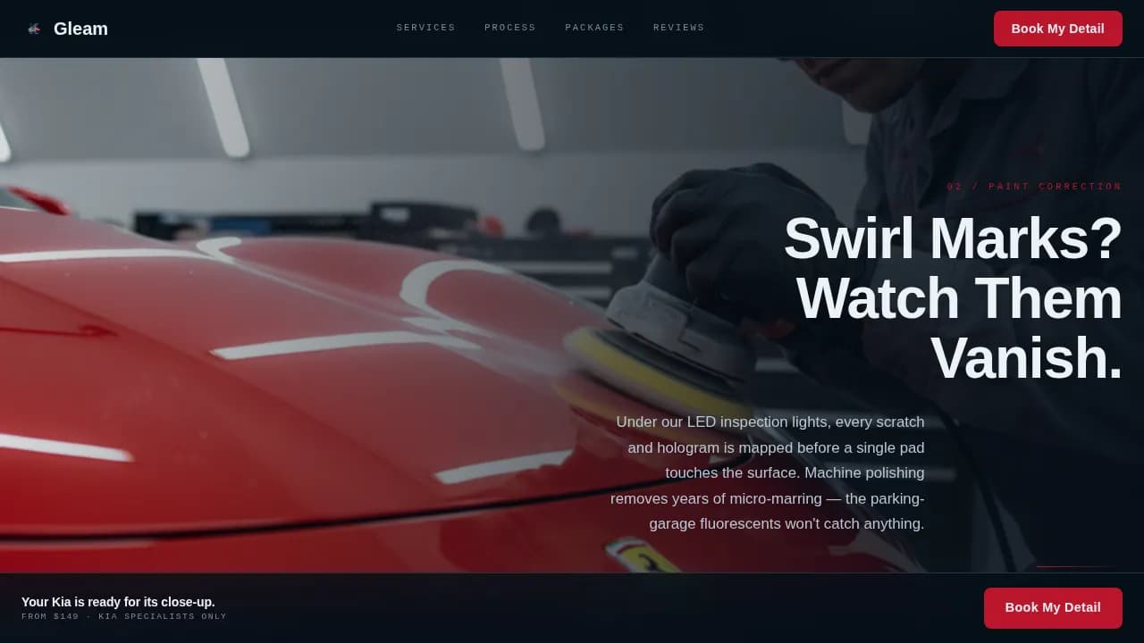 Shine — Elite Automotive Care Landing Page Template