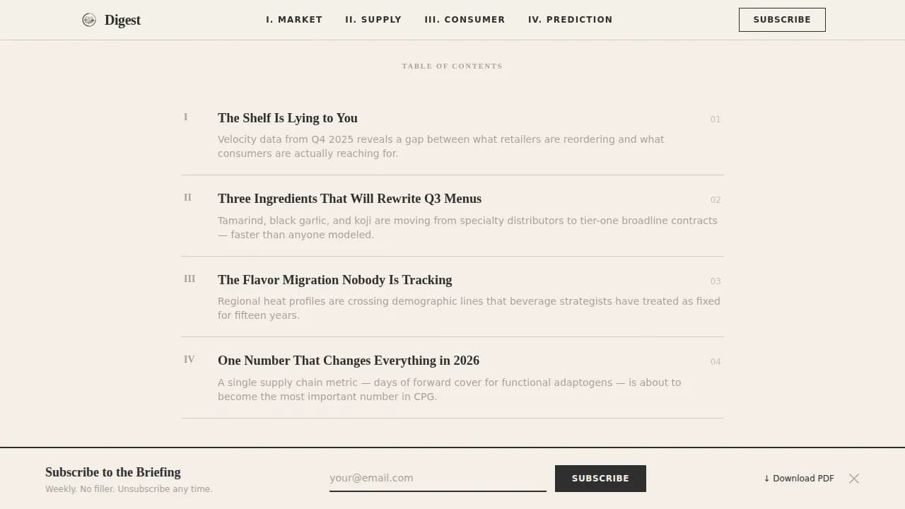 Flavor — Authoritative Culinary Industry Report Landing Page Template