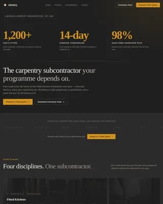 Timber — Expert Carpentry Contractor Landing Page Template