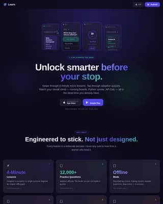 Spark — Adaptive Bite-Sized Education App Landing Page Template