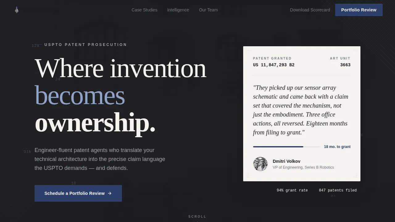 PatentForge - Executive IP Protection Sidebar Companion Landing Page Template