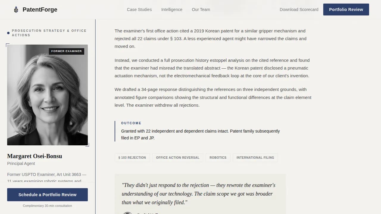 PatentForge - Executive IP Protection Sidebar Companion Landing Page Template