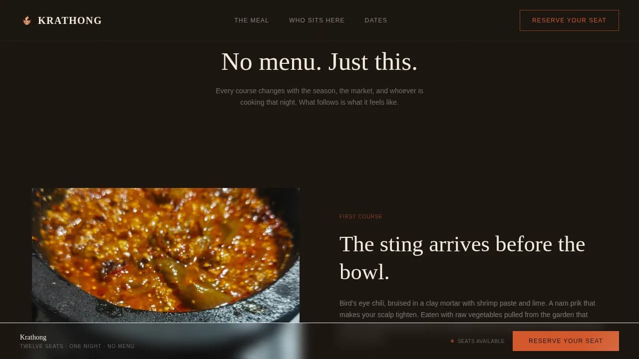 Gather — Upscale Supper Club Booking Landing Page Template