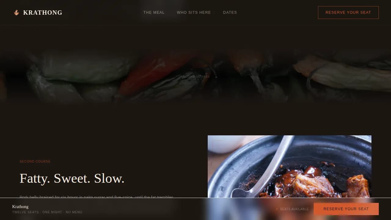 Gather — Upscale Supper Club Booking Landing Page Template