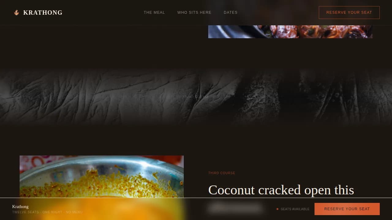 Gather — Upscale Supper Club Booking Landing Page Template