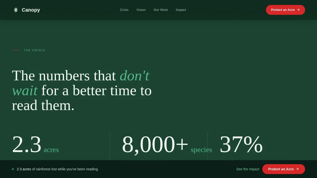 Ecosystem — Visionary Conservation Fundraising Landing Page Template