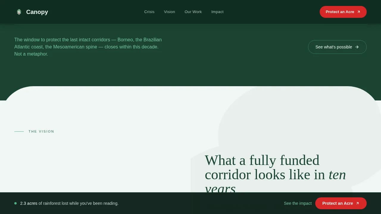 Ecosystem — Visionary Conservation Fundraising Landing Page Template
