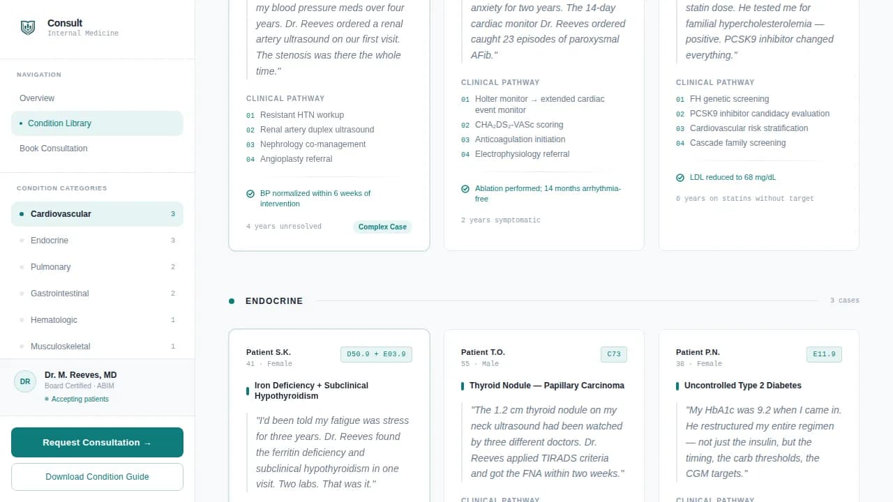 Diagnose — Expert Physician Symptom Library Landing Page Template
