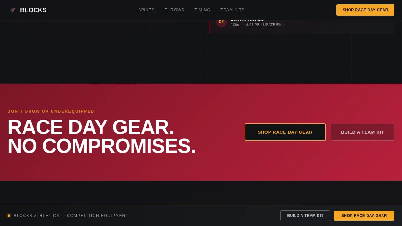 Blocks — Elite Track Equipment Landing Page Template