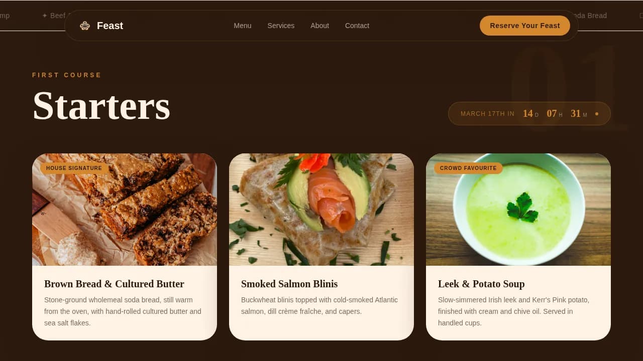 St. Patrick's Day Booking Website Template