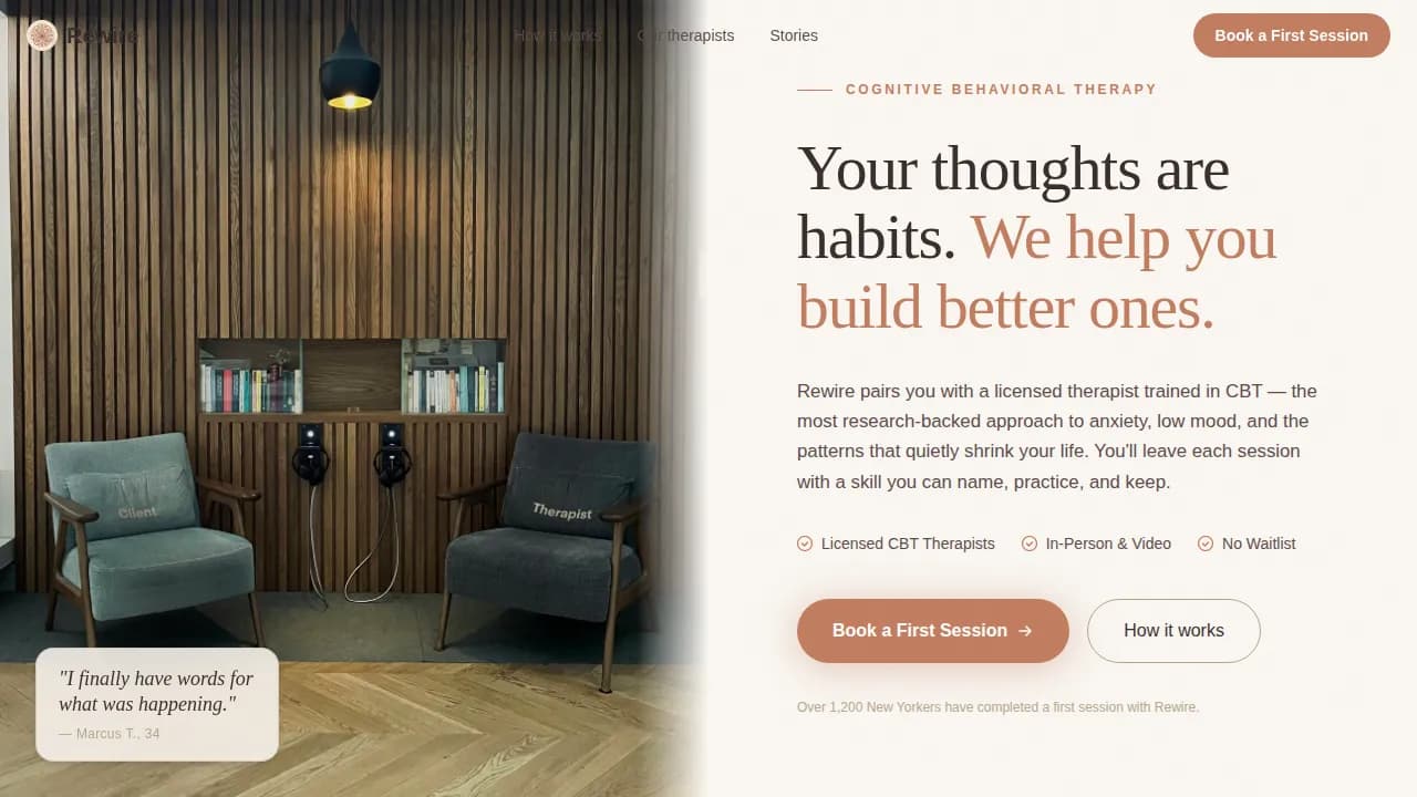 Rewire — Holistic Mental Wellness Center Landing Page Template
